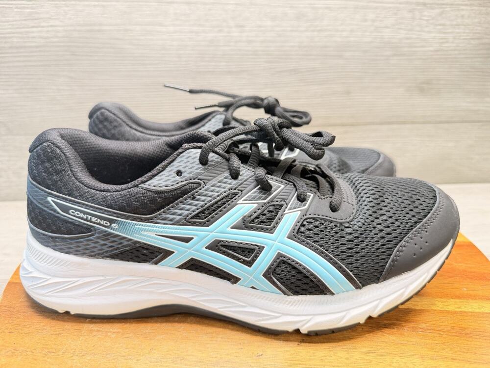 ASICS Gel Contend 5 Black Teal Running Shoes Amplifoam Sneakers. Womens 6.5